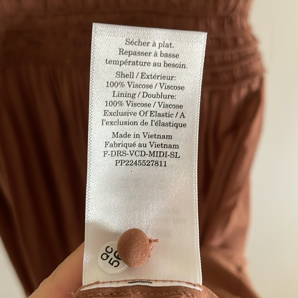 Everlane The Gathered Midi Dress Women’s Size‎ Medium Elastic Waist Carob Brown - Picture 8 of 8